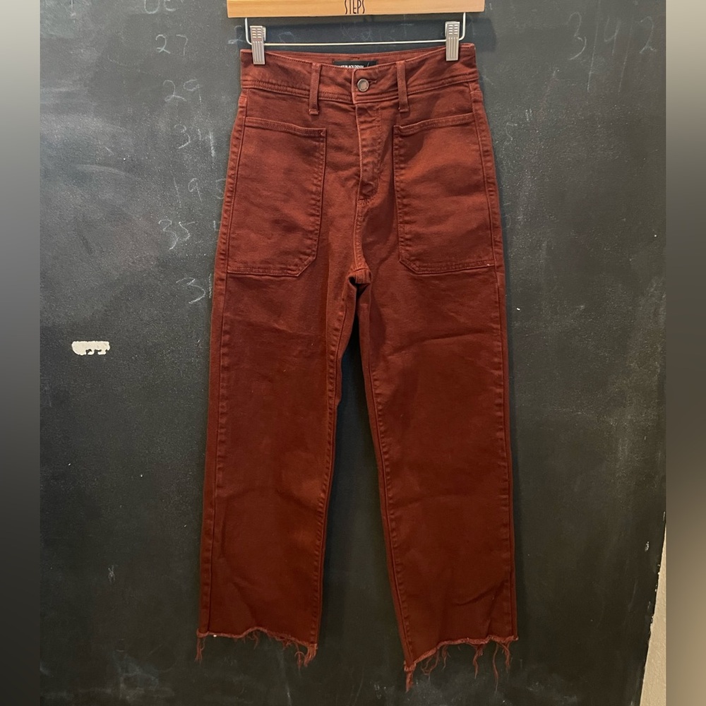 Just Black High-Rise Straight Jeans in Rust